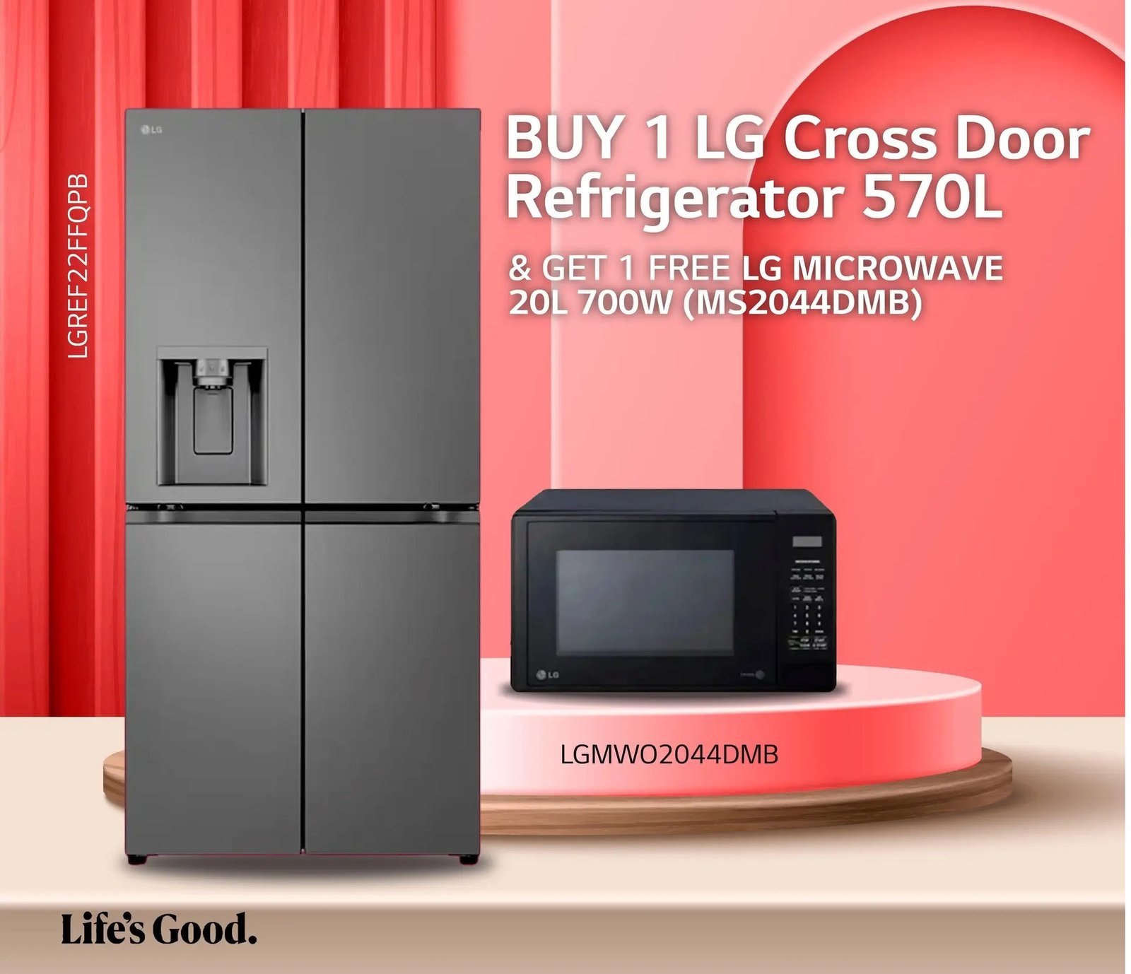 LG Cross Door Refrigerator 570L (GC-L22FFQPB)